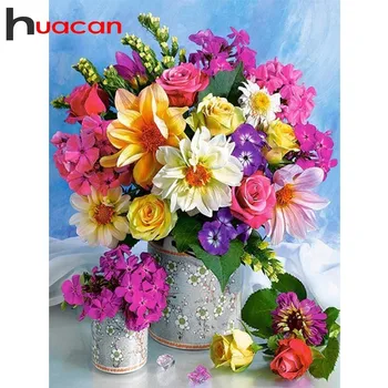 

Huacan 5D DIY Diamond Painting Flowers Full Square Diamond Embroidery Vase Mosaic Art Kit Home Decor
