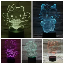 3d иллюзия светодиодный Ночной светильник лампа милый рисунок «Hello Kitty» ребенка Детская комната Ночной светильник, ночное белье, детская одежда Спальня украшения подарок 3d лампа
