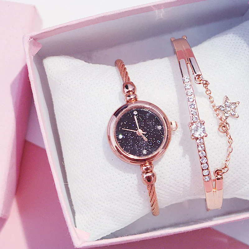 

Top Brand Star Watch For Women Rose Gold Mesh Magnet Starry Sky Quartz Wristwatch Gradient Ladies Wrist Watches relogio feminino