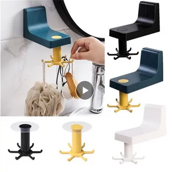 

6 Hooks Kitchen Storage Rotating Hook Rotated Hooks Wall Mounted Self Adhesive Spatula Spoon Storage Rack Kitchenware Organizar