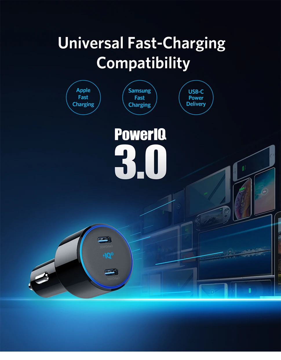Anker PowerDrive+ III Duo USB-C Autoladegerät mit Power Delivery 48W 2-Port PIQ 3.0 Schnellladegerät Note 9 und mehr Galaxy S10 / S9 für iPhone 11/11 Pro / 11 Pro Max/XR/XS/X
