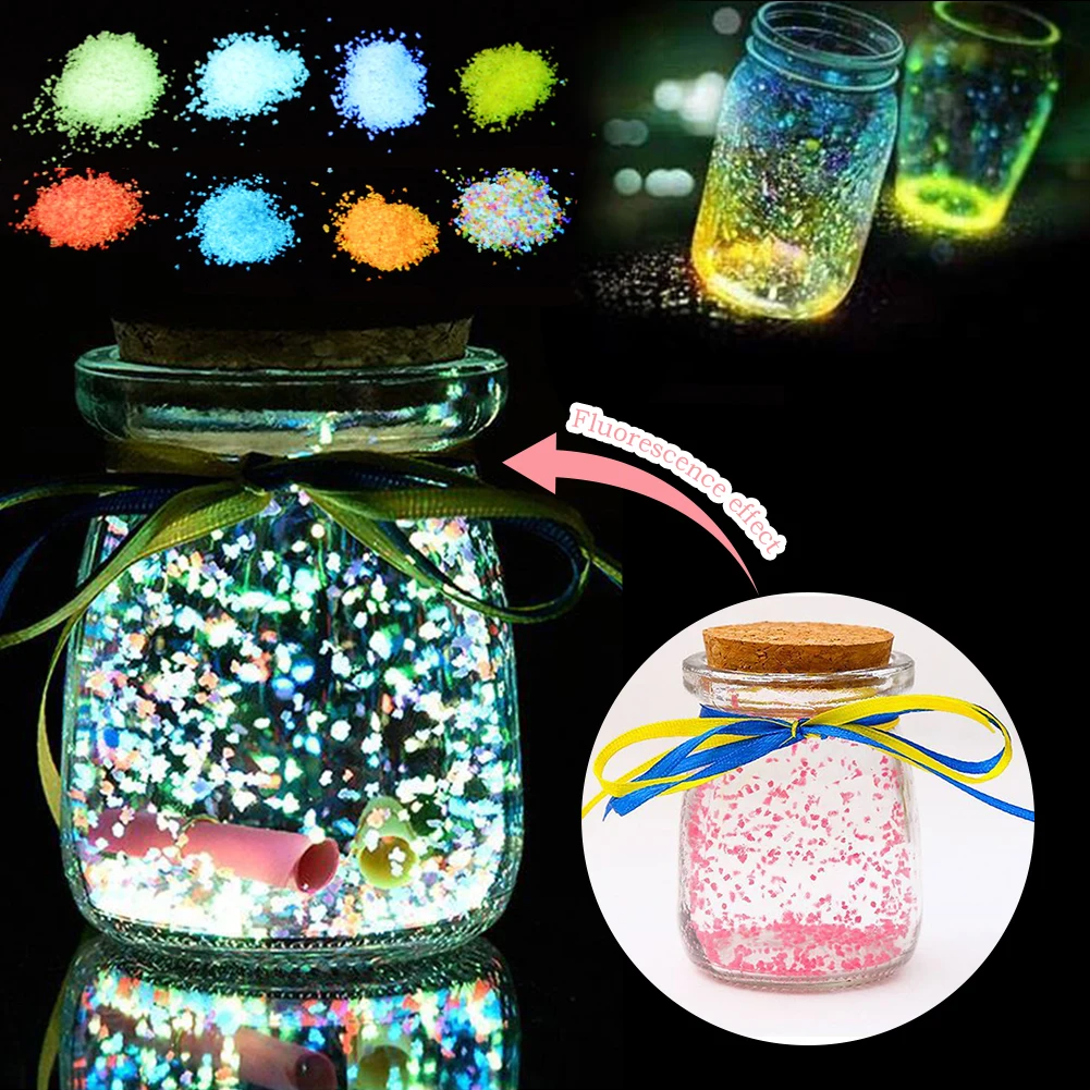 Aquarium Decoration Stones 10g DIY Fluorescent Super luminous Particles Decor Glow Pigment Bright Gravel Noctilucent Sand Glowing in the Dark Sand Powder