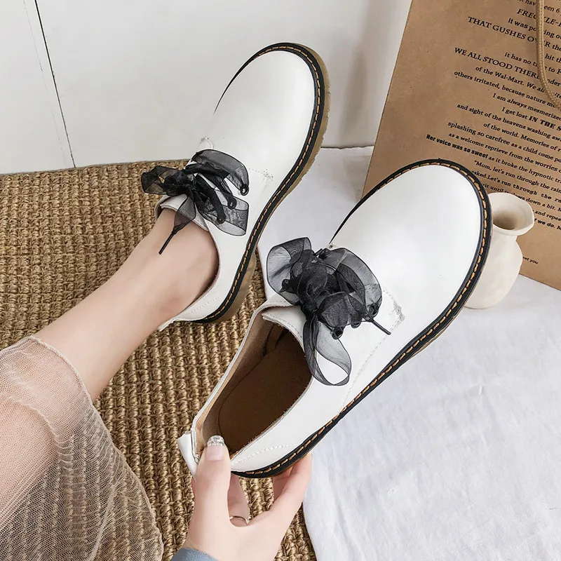 

Round Toe All-Match 2019 Women Shoes British Style Oxfords Women's Autumn Bow-Knot Casual Female Sneakers Modis Dress New Retro