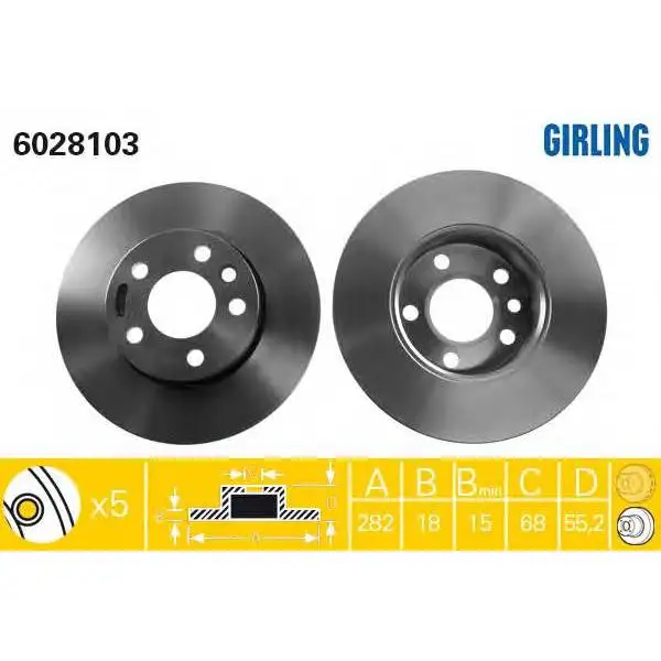 Диск тормозной VW TRANSPORTER IV 1.9-2.8 90-03 передний D=282мм