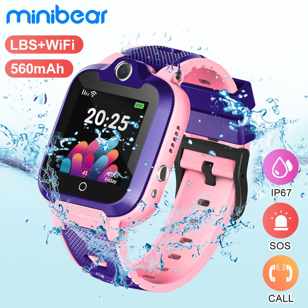 Детские Смарт часы Minibear IP67 водонепроницаемые для детей телефона 2G SIM карта SOS