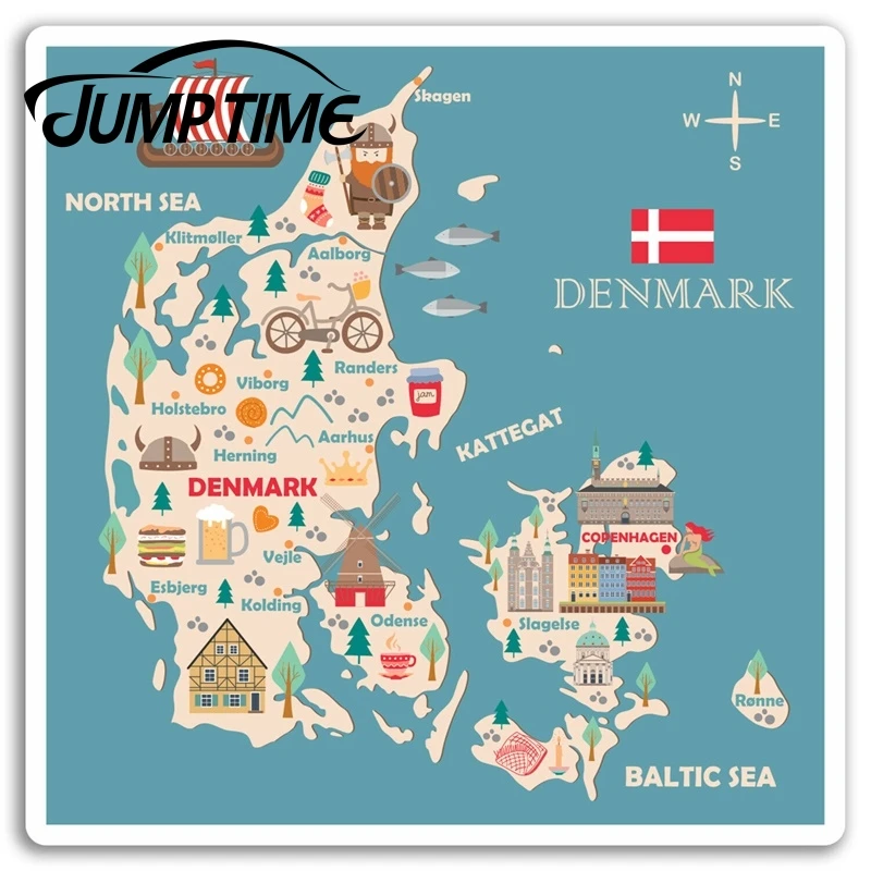 Виниловые наклейки с изображением времени скачка в Дании флаг дорожная наклейка