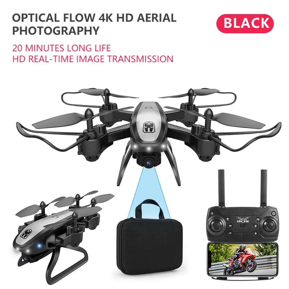 Дрон KY909 HD 4K WiFi видео live fpv Дрон светильник с потоком держать высоту четырехосный самолет одна кнопка взлет Дрон с камерой квадрокоптер с камерой квадракоптер квадрокоптер аккумулятор квадракоптер с камерой - Цвет: 4k