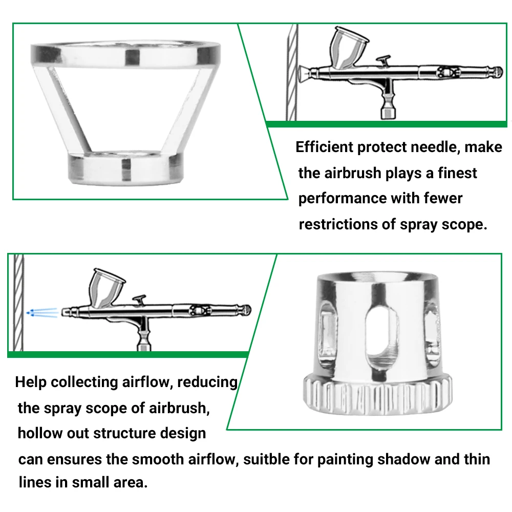 Airbrush Cover Cap Accessory Crown/ Tomahawk/ hollow condensing/distance Shape Air Brush Fan Caps Closed/ Spatter Cap 3