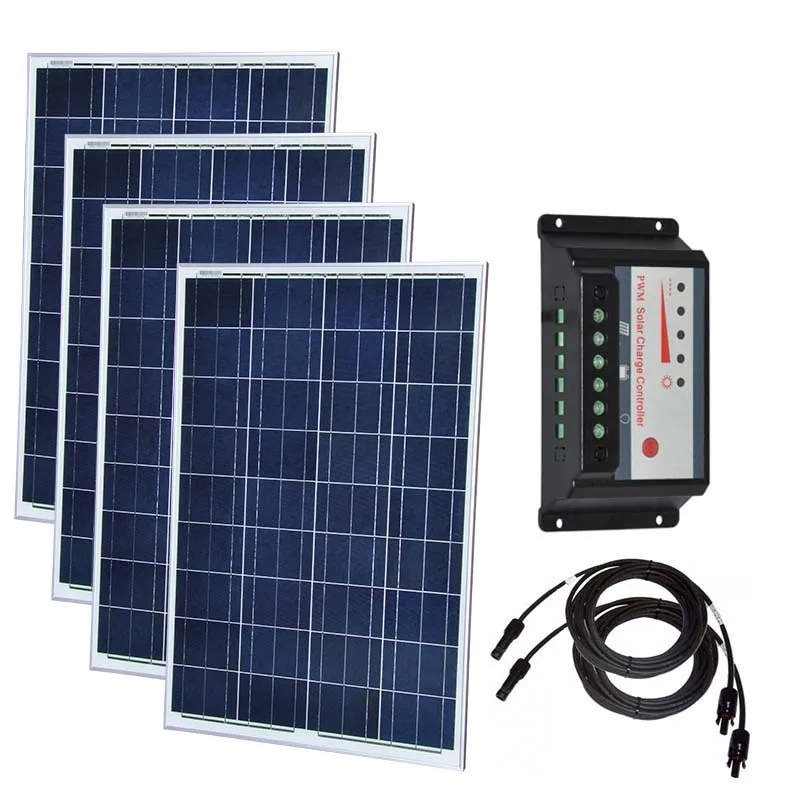 Solar Kit 100w 200w 300w 400W  For Home  Solar Panel 100w 12v Solar Battery Controller 12v/24v 30A Cable Caravan Camping  Car Rv
