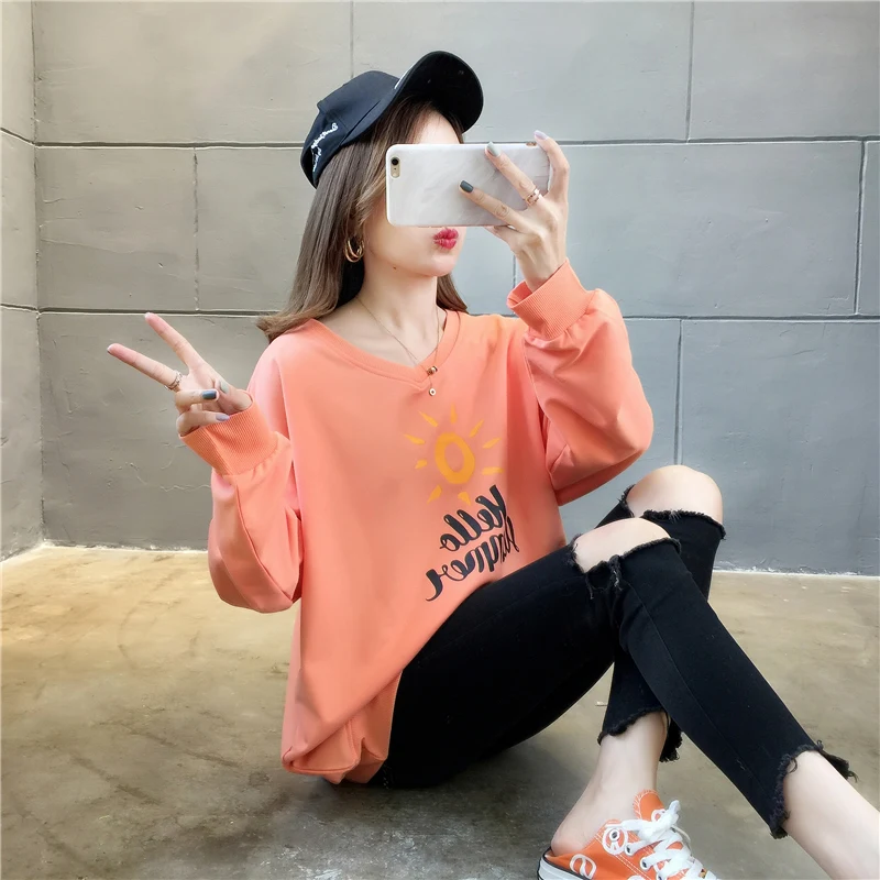 Большие размеры, уличная одежда sudaderas mujer,, негабаритная Женская одежда, милый свитер, kawaii, с надписями, Флисовые женские, K0310
