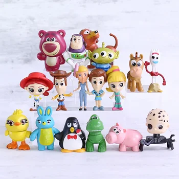 

Toy Story 4 Woody Jessie Buzz Lightyear Bullseye Slinky Dog Forky Ducky Bunny Rex Lotso Hamm Alien Figures Kids Toys Set