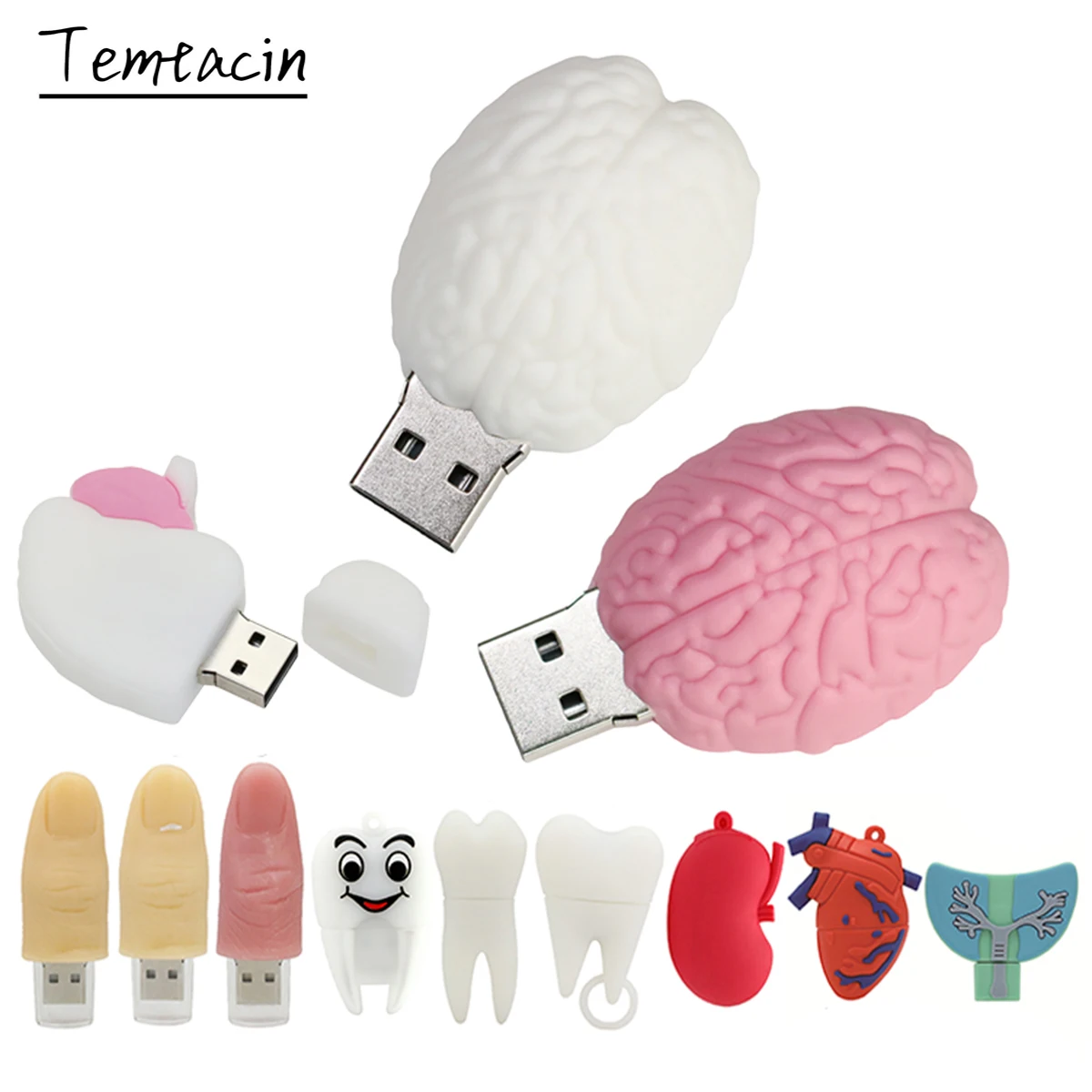 Human Organs Heart Lung Tooth Finger Pen Drive 128GB USB Flash 256GB Pendrive 16GB 32GB 64GB Cle Key 2.0 Memory Stick | Компьютеры и