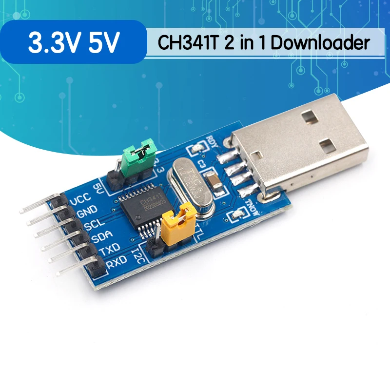 CH341T 2 в 1 модуль 3 V 5V USB к I2C IIC UART TTL однокристальная последовательный порт загрузчик