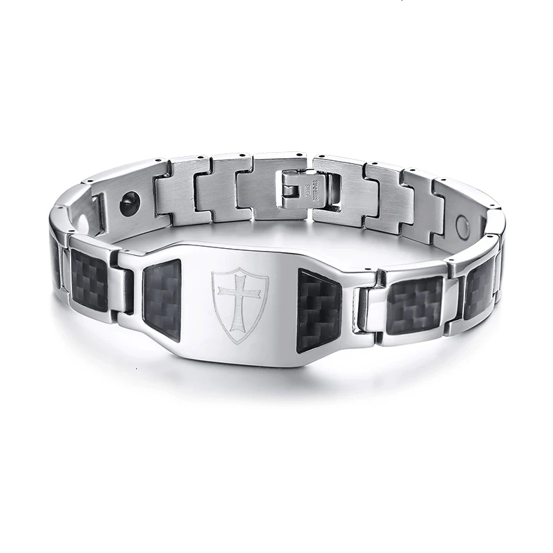 Углеродное волокно магнитный браслет для мужчин био Нержавеющая Сталь персонализированные пользовательские браслеты ассорти стиль подарок для папы HASBAND - Окраска металла: style11