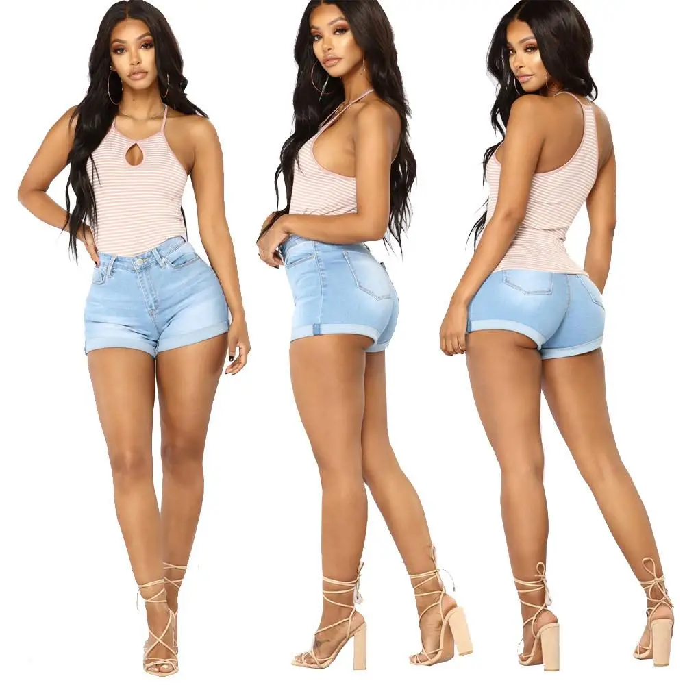 

Shorts Women Summer Mini Solid Denim High Waist Skinny Push Up Sexy Booty Pole Dance Shorts Workout Hot Slim Femme Sale Items
