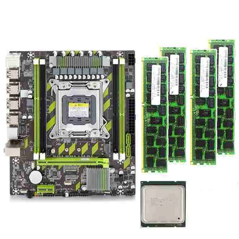 X79G материнская плата LGA2011 мини-блок питания ATX комбо E5-2620 V2 E5 2620 Процессор 4 шт х 4GB =