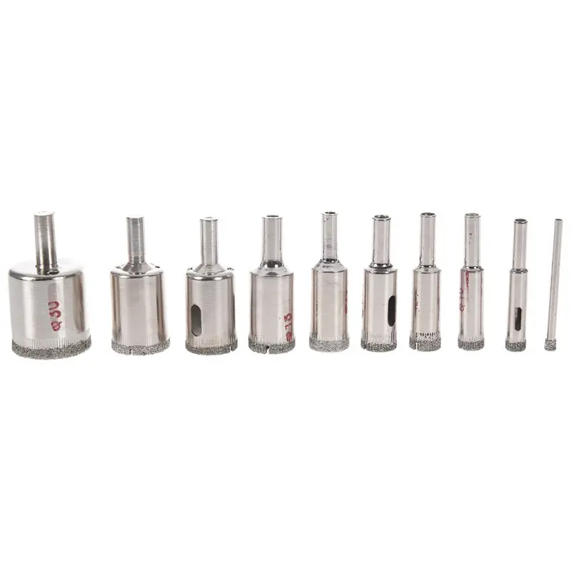 

HLZS-10Pcs Diamond Hole Saw Drill Bit Saw Set Tile Ceramic Cutting Glass Marble Set 4-30mm