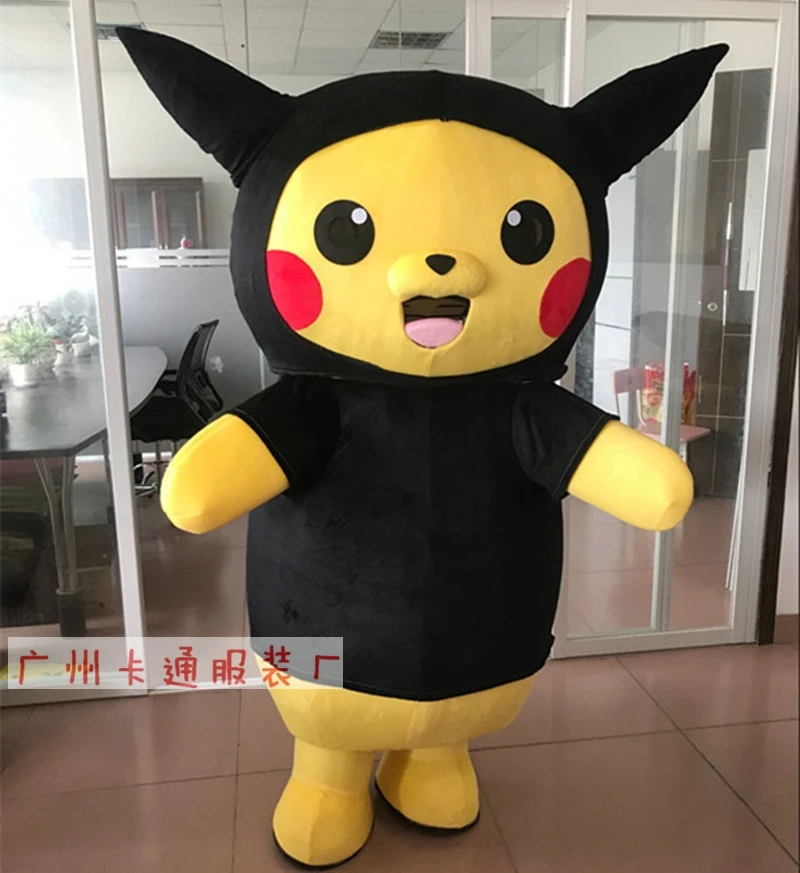 Талисман PIKACHU костюм талисман Покемон Карманный Монстр с длинными желтыми Черными Ушами красные щеки