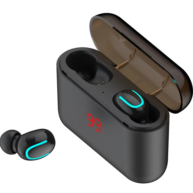 Q32 светодиодный TWS Беспроводные наушники Bluetooth 5,0 наушники как внешний аккумулятор Спортивная гарнитура шумоподавление наушники - Цвет: Dual ear Black LED