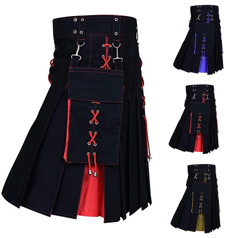 MoneRffi приспособление для килта гибридная Современная Kilt для мужчин шотландская традиционная юбка Мужская классическая ретро средневековая юбка шотландский Homme
