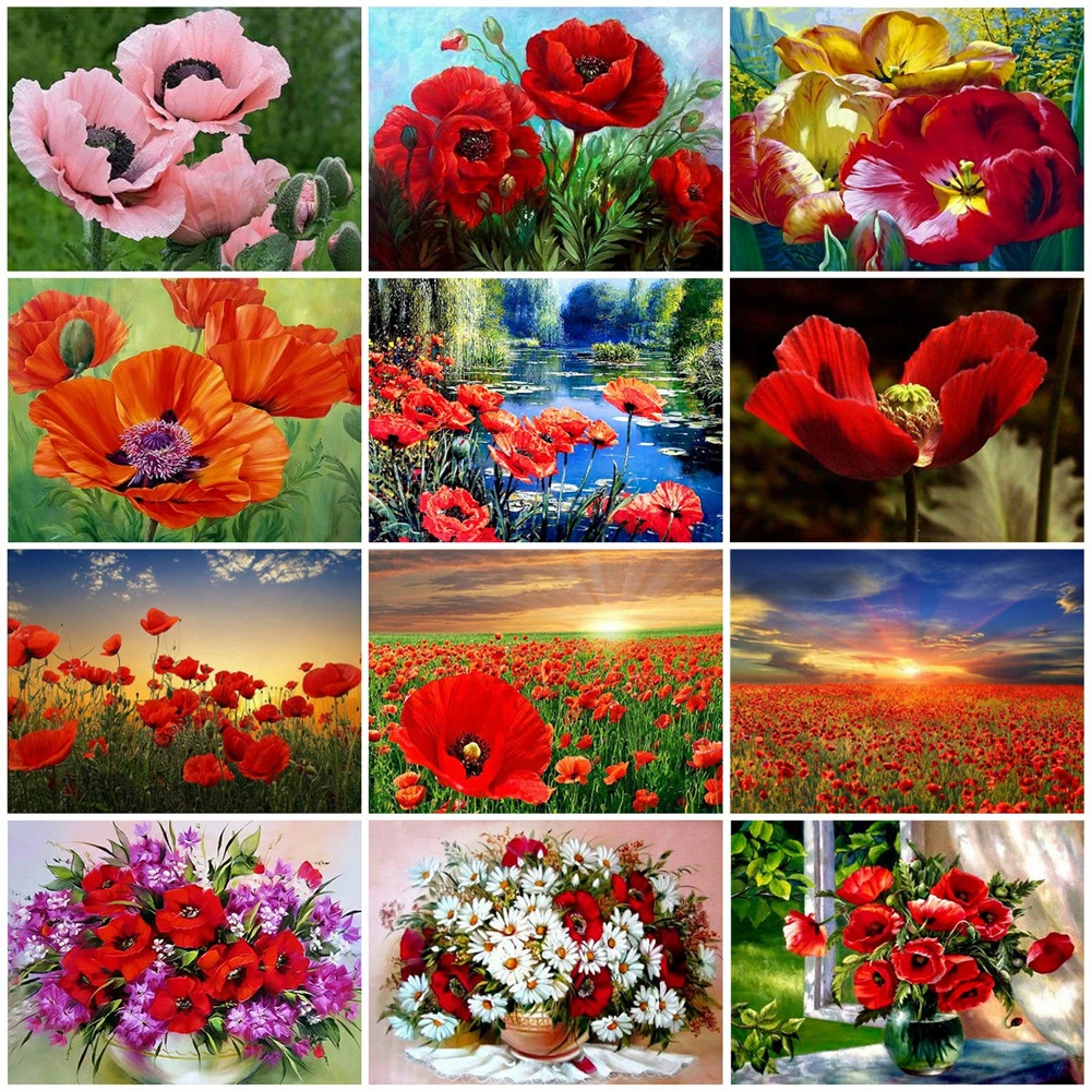 HUACAN Picture By Numbers Flowers HandPainted Kits Painting Art Dawing On Canvas DIY Home Decoration Gift