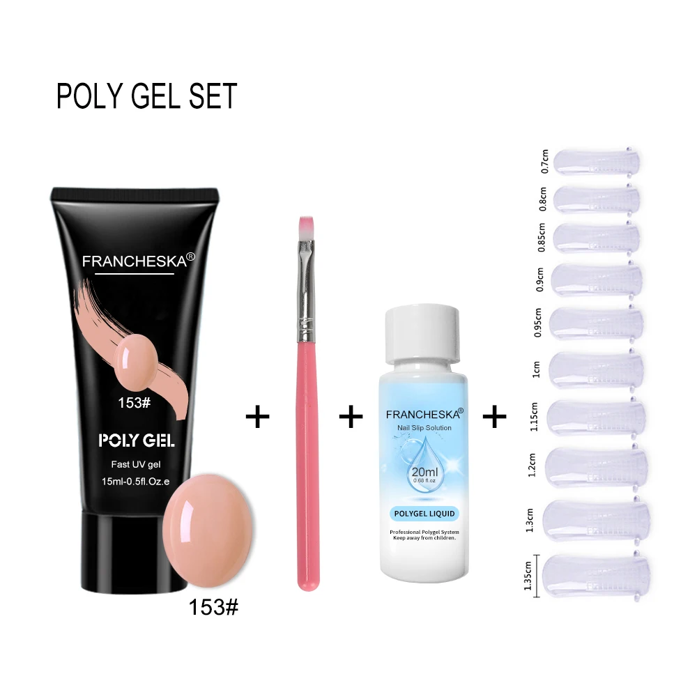 poly gel kit 153 Набор гель для наращивания ногтей УФ-гель-щетка для быстрого строительства желе акриловый полигель Набор 15 мл lakiery hybrydowe paznokcie oje - Цвет: poly gel kit 153