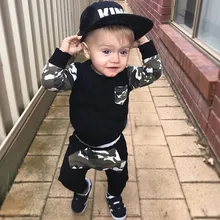 Одежда для маленьких мальчиков; осенняя одежда для мальчиков; камуфляжная толстовка; топы; штаны с круглым вырезом; модная детская одежда; roupa infantil