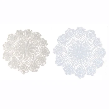 

38cm Round Pure Cotton Handmade Crochet Lace Doily Placemat Hollow Out Flower Coaster Mat Insulation Placemat