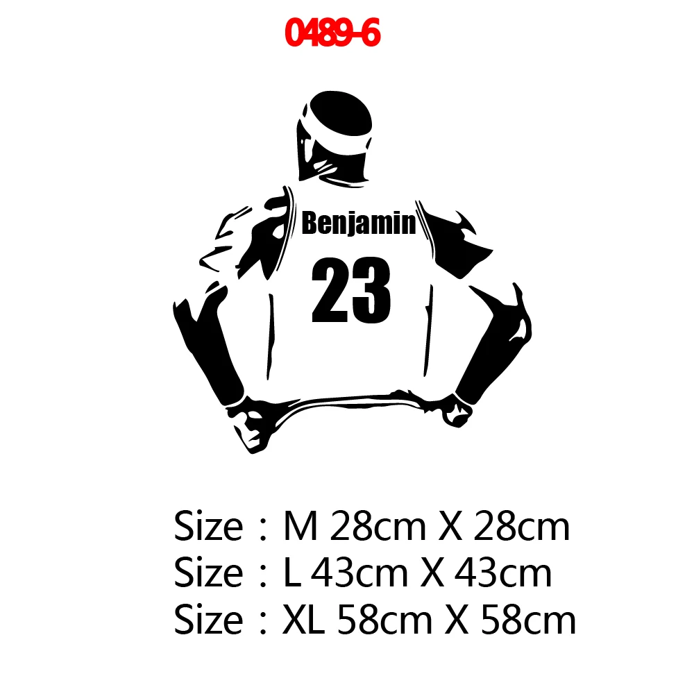 0489-6 Personalized Custom Name Sports Wall Sticker Football Basketball Hockey Player Home Decor For Living Room Art Decal Wallsticker - Color: 0489-6