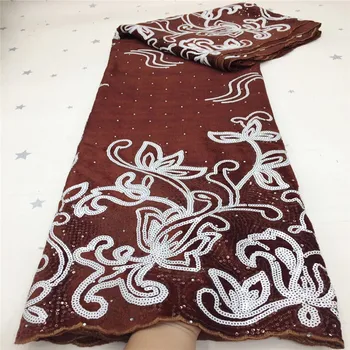 

2020 red/white Velvet Lace Fabrics Nigerian Sequence Lace Fabrics African Tulle Lace Sequins Lace Fabric for Wedding Dress