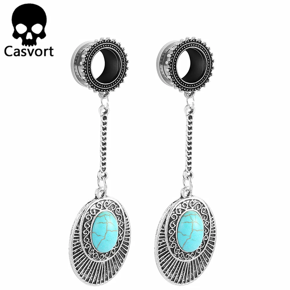 Casvort, 2 шт., серьги для пирсинга, расширитель, туннель, заглушка, Висячие шпильки, седло, ушные измерители, носилки, спираль, пирсинг, ювелирное изделие, подарок