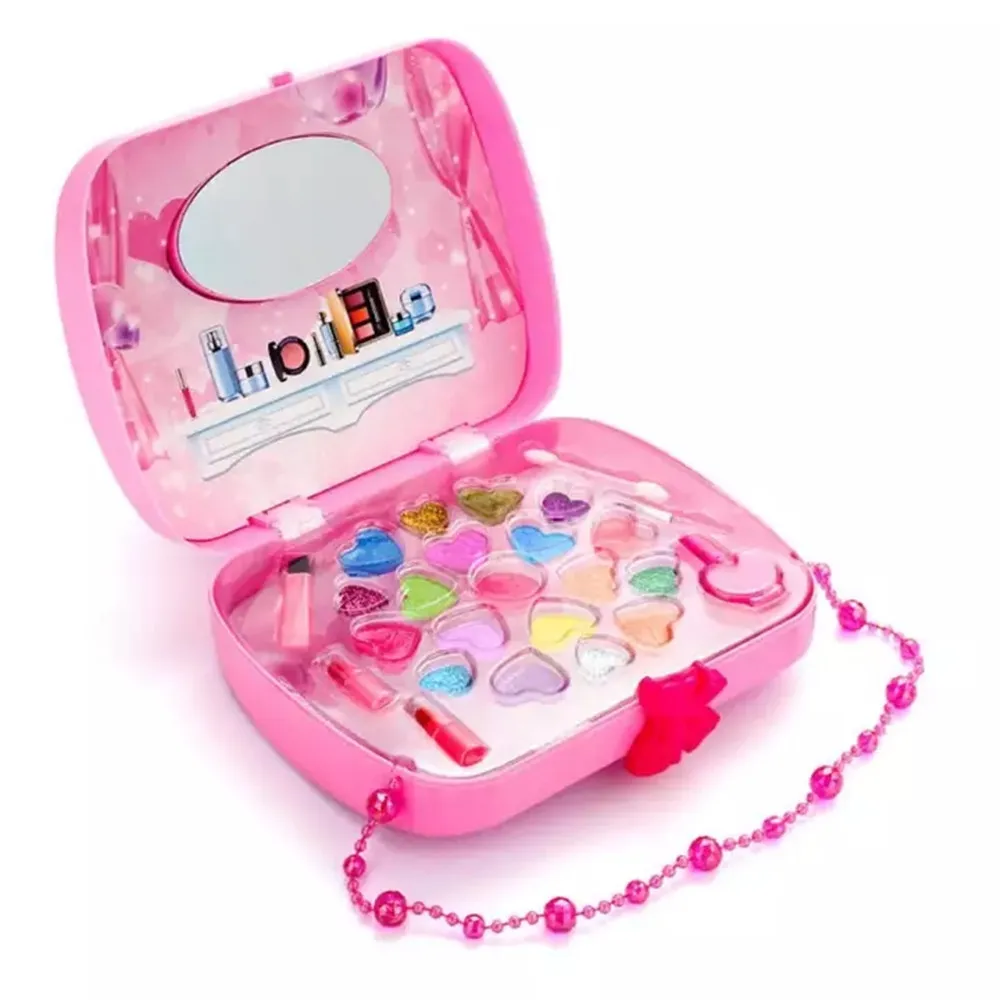 Beauty& Fashion Toys Kids Make Up Toy Set Pretend Play Princess Pink Makeup Safety Non-toxic Kit Girls Dressing Cosmetic game - Цвет: pink
