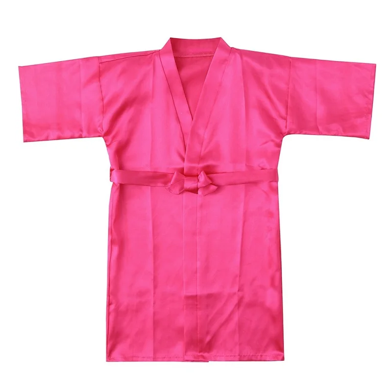 Hot Pink A Лидер продаж, одежда для сна для девочек Детский кардиган для малышей, банный халат, ночная рубашка однотонное шелковое атласное кимоно с цветочным рисунком, кружевные халаты Ночная одежда - Цвет: Hot Pink A