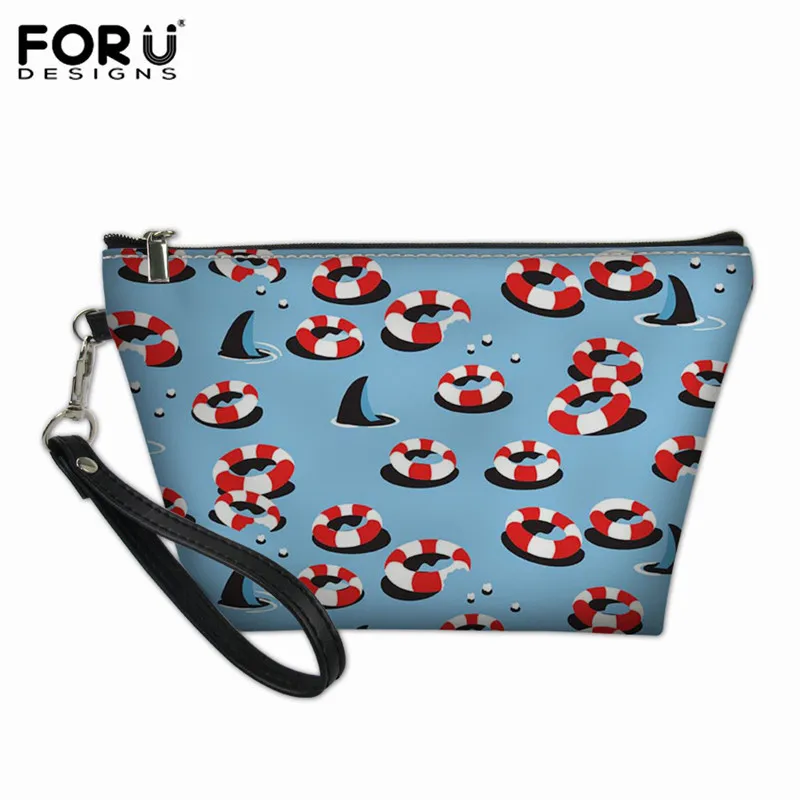 YY1241Z8 FORUDESIGNS, мультяшная Акула, принт, синий, косметичка, сумки для женщин, органайзер для путешествий, портативный, косметичка, на молнии, кожаный, для детей, ручка, чехол - Цвет: YY1241Z8
