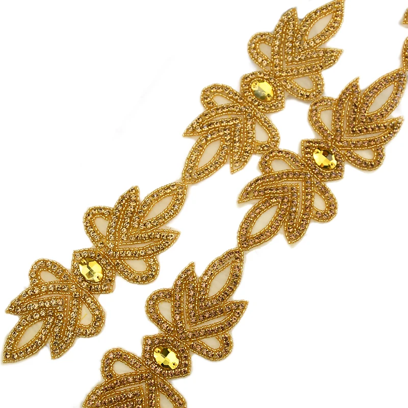

3D Gold Rhinestone Trimming for Bridal Belts, Sashes, Popular, WRA-016
