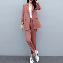 Décontracté dames costume ensembles pantalon costume grande taille XL 5XL printemps et automne veste femme costume femme mince pantalon deux pièces 2019 nouveau