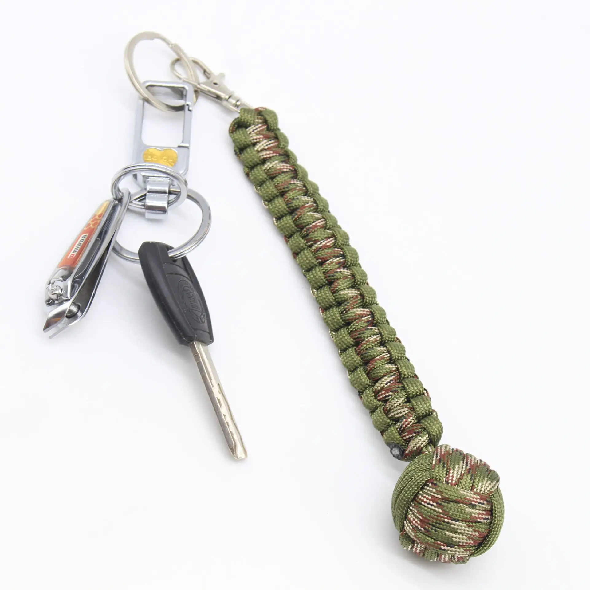 Outdoor Stainless Steel Ball Survival kits Keychain 4mm Paracord 550IBS Keychain EDC Military Emergency Paracord Rope