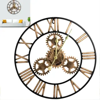 

Garden Wall Clock Roman Numeral Metal Open Face Large Round Clock Outdoor Indoor Decoration