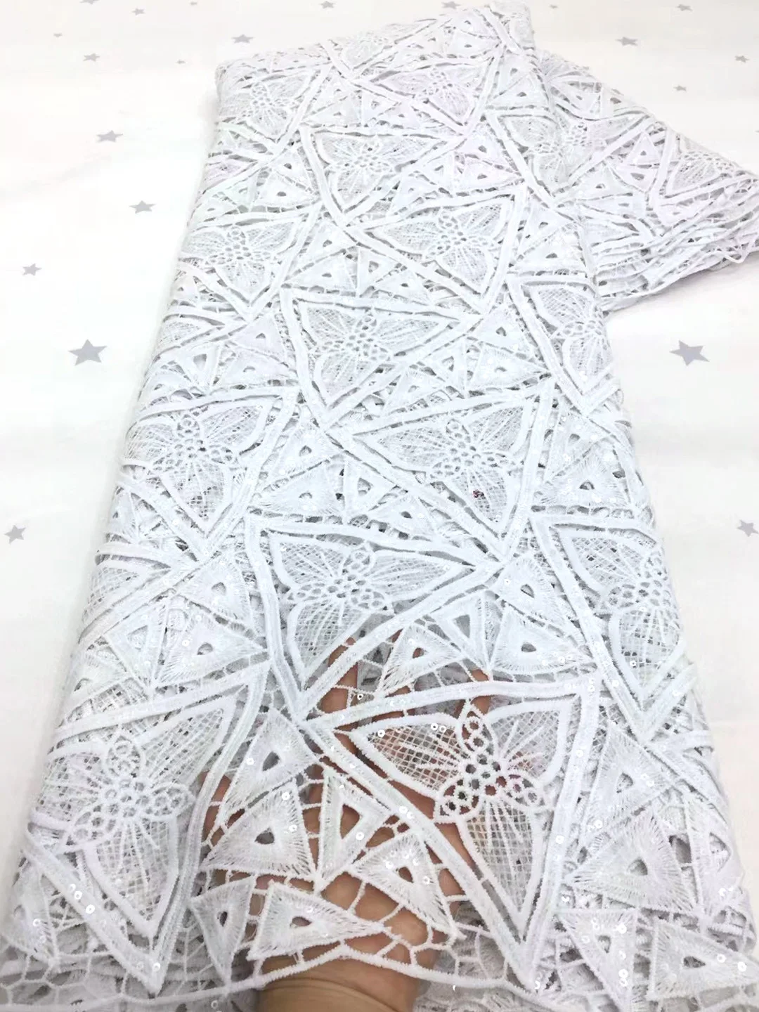 

African Lace Fabric 2021 High Quality Lace Nigeria Sequined Lace Fabric French Milk Silk Fabric Wedding Dress AXZ5135