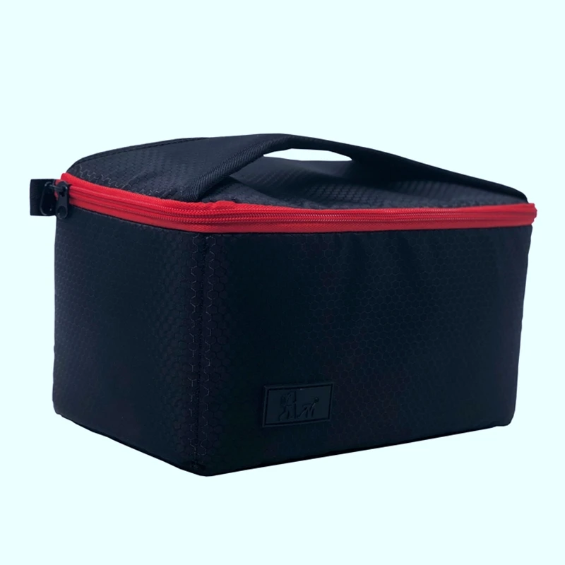 Усовершенствованная водонепроницаемая сумка с ромбовидной решеткой для цифровой зеркальной фотокамеры, мягкая вставка для фотографии, внутренняя сумка, чехол для видеокамеры Canon - Цвет: Black