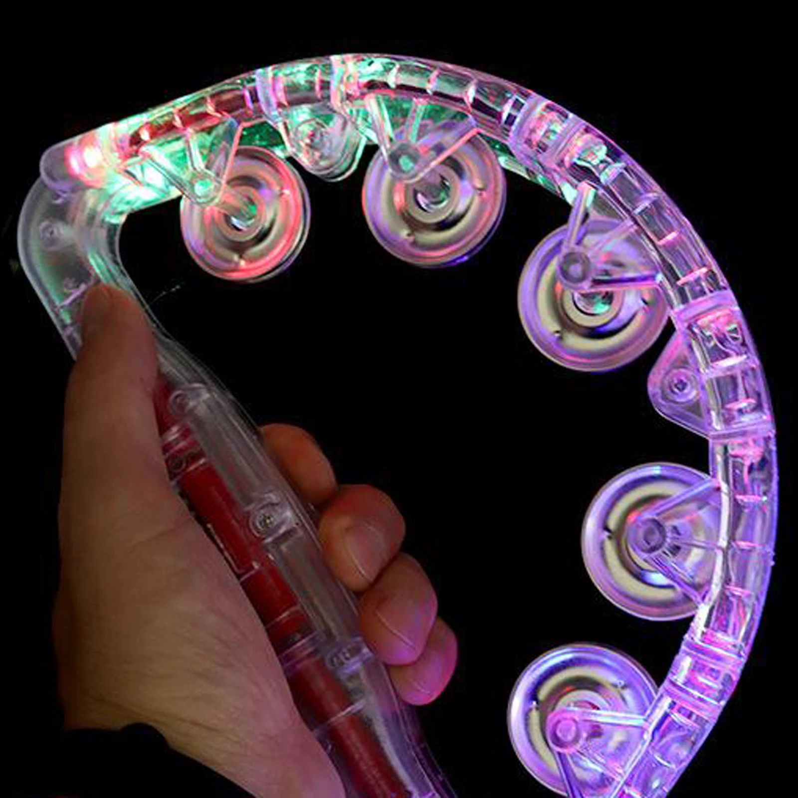 Handbells Led Light Up Flashing Tambourine Shaking Toy Musical Instrument for Fun KTV Party Dancing Wedding
