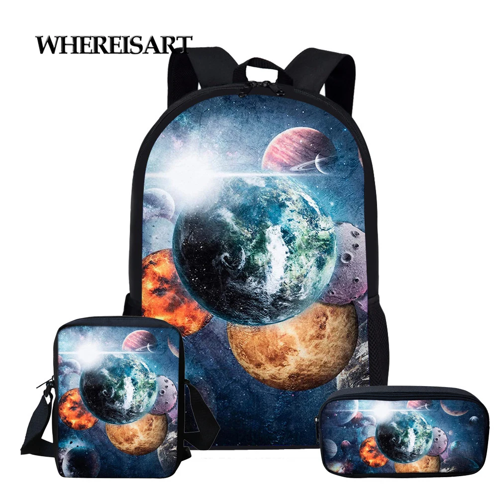 WHEREISART комплект школьной сумки с принтом Галактики для девочек и мальчиков