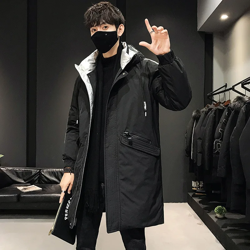 New Style Hooded down Jacket Men Mid-length Thick Insulated, Korean-style Coat MEN'S down Jacket Men'S Wear Fashion