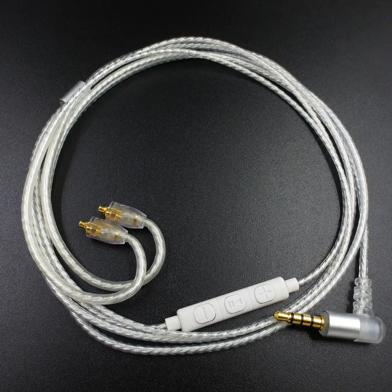 Replacement Audio MMCX Jack Cable For Shure SE535 215 N3AP Headphones Cord Headsets Wire Connecter Silver Plated Cable