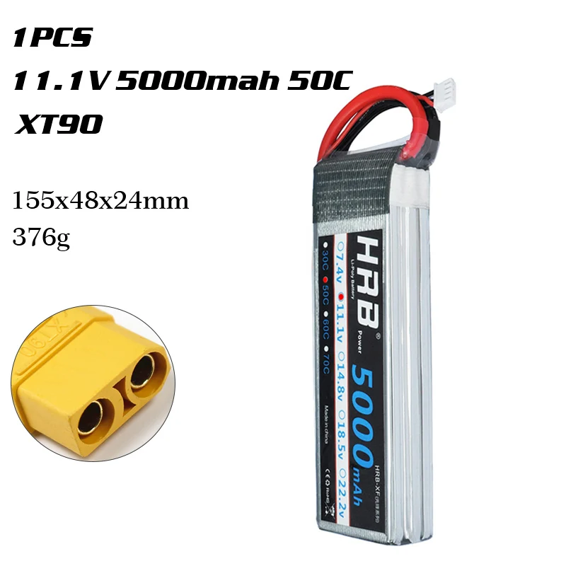 3S 5000mah 50C XT90 HRB Lipo 2S 3S 4S 6S Батарея 1500 мА/ч, 2200 3300 мА/ч, 4000 мА/ч, 5000 мА/ч, 6000 мА/ч, XT60 T деканов EC5 XT90 7,4 V 11,1 V 14,8 V 22,2 V RC Запчасти - Цвет: 3S 5000mah 50C XT90
