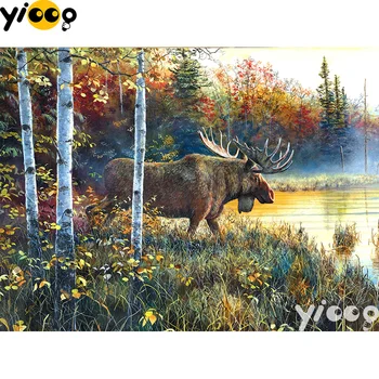 

Full Square/Round drill diamond Painting moose in the forest 5D DIY diamond embroidery Rhinestones mosaic Decoration BX0900