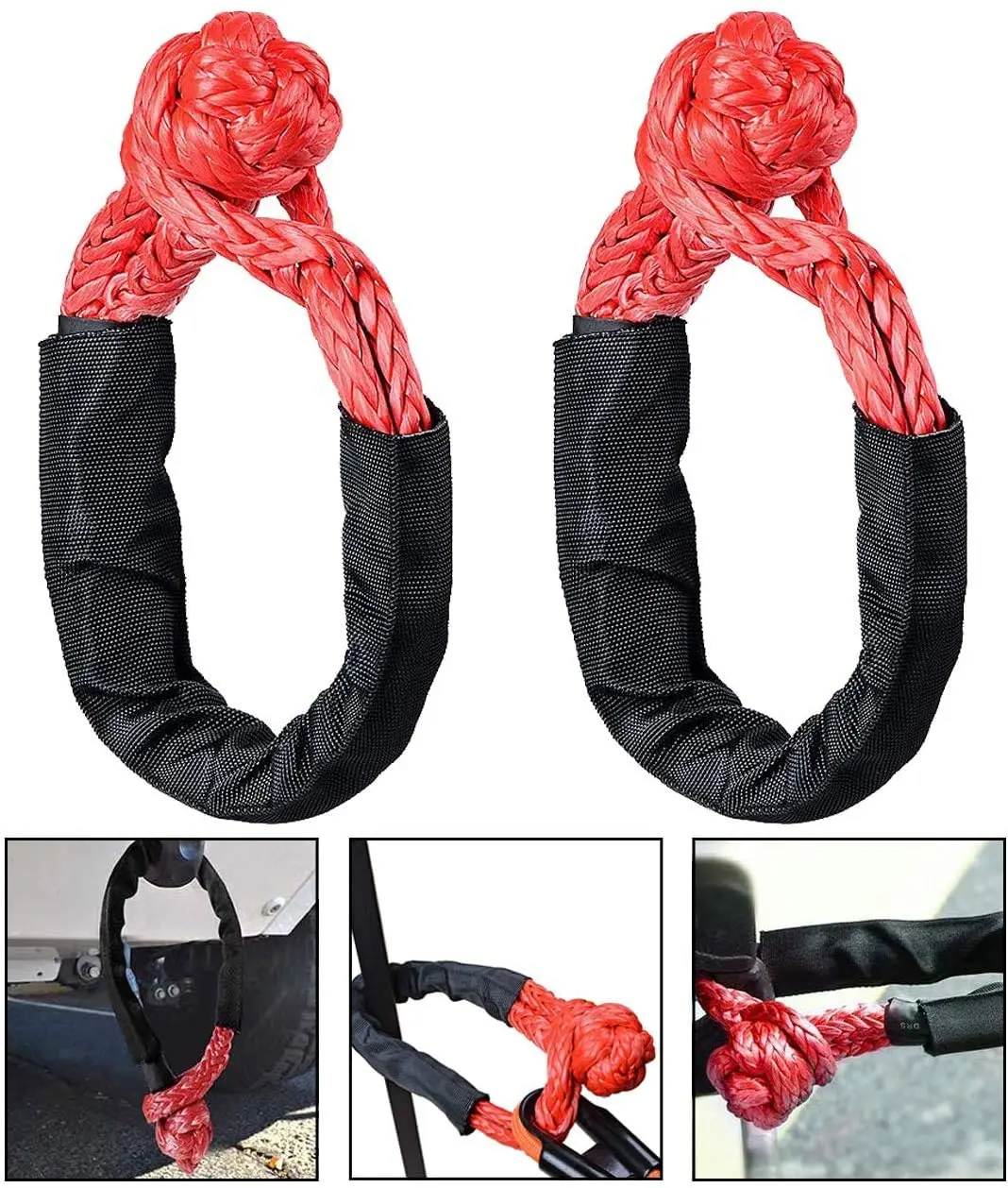 2 PCS Green Yellow Red  Blue  ATV  Winch Rope Shackle Soft Shackles Synthetic Rope Shackle for Off-road Jeep ATV UTV SUV high quality tb classic style men s striped white four road red white blue ribbon suit wedding business casual suit suit