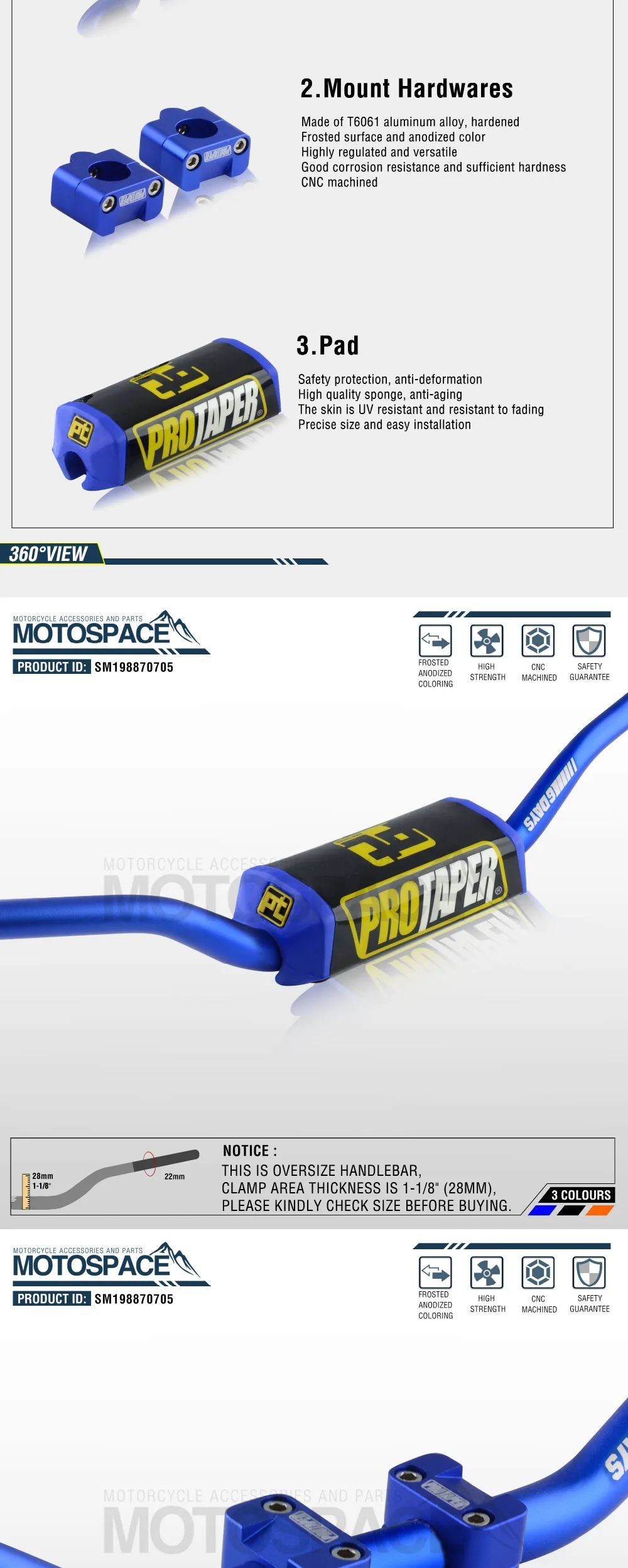 Руль для Pro Taper Pack Bar 1-1/" 6 дней Fatbar Колодки Ручки Pit Pro Racing Dirt Pit Bike мотоцикл с адаптер cnc
