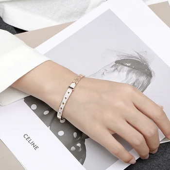 

Trendy Women Stainless Steel Rose Gold Sample Design LOVE FOREVER Bracelet Bangle Gift Jewelry