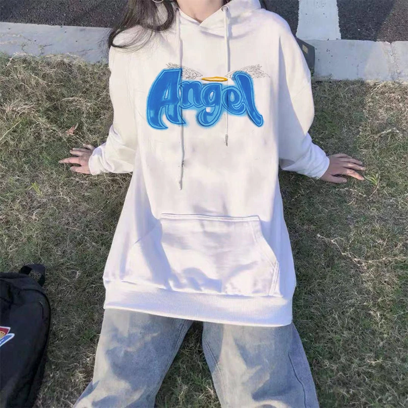 

Hoodie Winter Women's Hoodeds Sweatshirt Angel Print Harajuku itself Oversize Loose Casual Streetwear Women Hooded Sweatshirt
